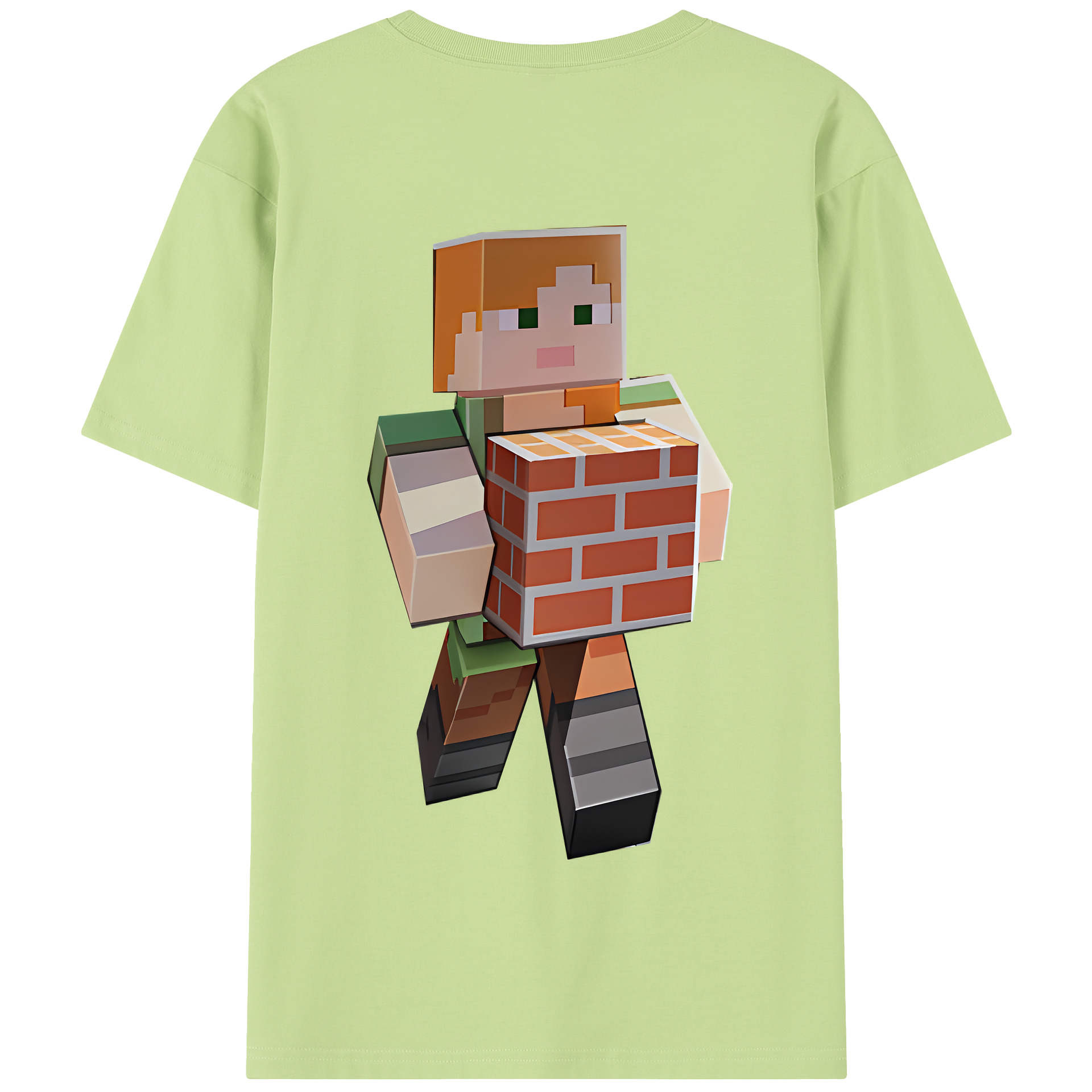 （画像用） マインクラフト ブロックの世界 Minecraft MC Block world 綿100％半袖Tシャツ（背面プリント）